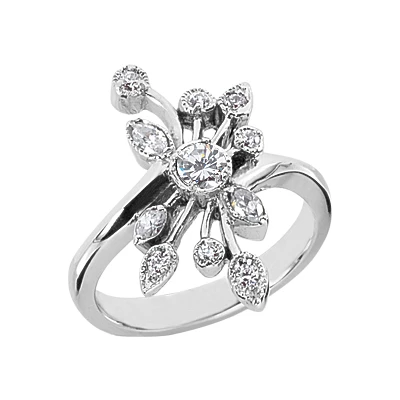 14K White Gold Diamond Right Hand Women's Ring 0.40ct 1 14K White Gold Diamond Right Hand Women's Ring 0.40ct