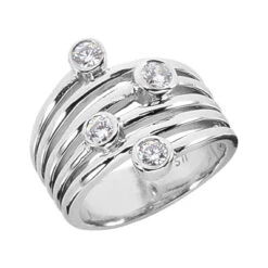 14K White Gold Diamond Right Hand Women's Ring 0.51ct