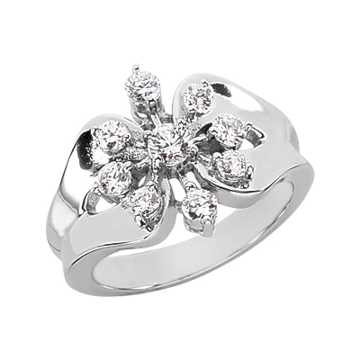 14K White Gold Diamond Right Hand Women's Ring 0.67ct 1 14K White Gold Diamond Right Hand Women's Ring 0.67ct