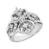 14K White Gold Diamond Right Hand Women's Ring 0.73ct