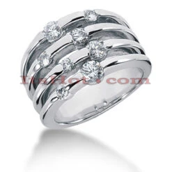 14K White Gold Diamond Right Hand Women's Ring 0.79ct