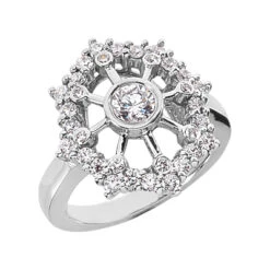14K White Gold Diamond Right Hand Women's Ring 0.93ct