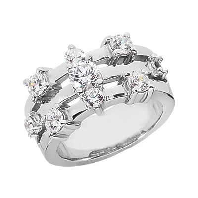 14K White Gold Diamond Right Hand Women's Ring 1.65ct 1 14K White Gold Diamond Right Hand Women's Ring 1.65ct