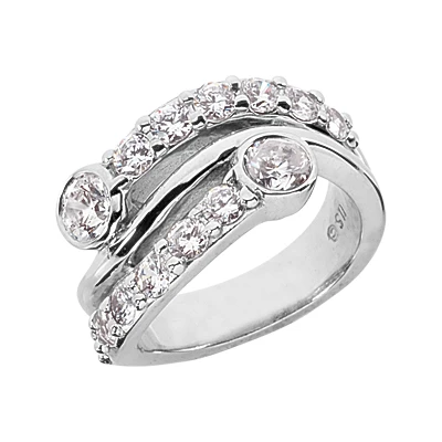14K White Gold Diamond Right Hand Women's Ring 1.76ct 1 14K White Gold Diamond Right Hand Women's Ring 1.76ct