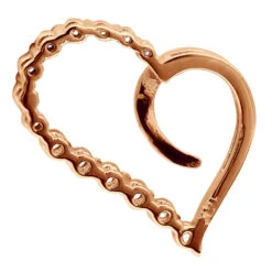 14K White Gold Diamond Small Open Heart Pendant For Women By Luxurman 0.2ct -Urban Jewels Shop 14k gold diamond small open heart pendant for women by luxurman 02ct back rose