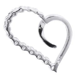 14K White Gold Diamond Small Open Heart Pendant For Women By Luxurman 0.2ct -Urban Jewels Shop 14k gold diamond small open heart pendant for women by luxurman 02ct back white 20220601