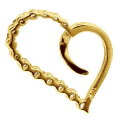 14K White Gold Diamond Small Open Heart Pendant For Women By Luxurman 0.2ct -Urban Jewels Shop 14k gold diamond small open heart pendant for women by luxurman 02ct back yellow