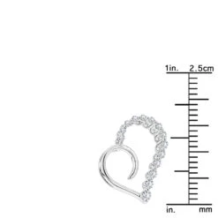 14K White Gold Diamond Small Open Heart Pendant For Women By Luxurman 0.2ct -Urban Jewels Shop 14k gold diamond small open heart pendant for women by luxurman 02ct ruler white