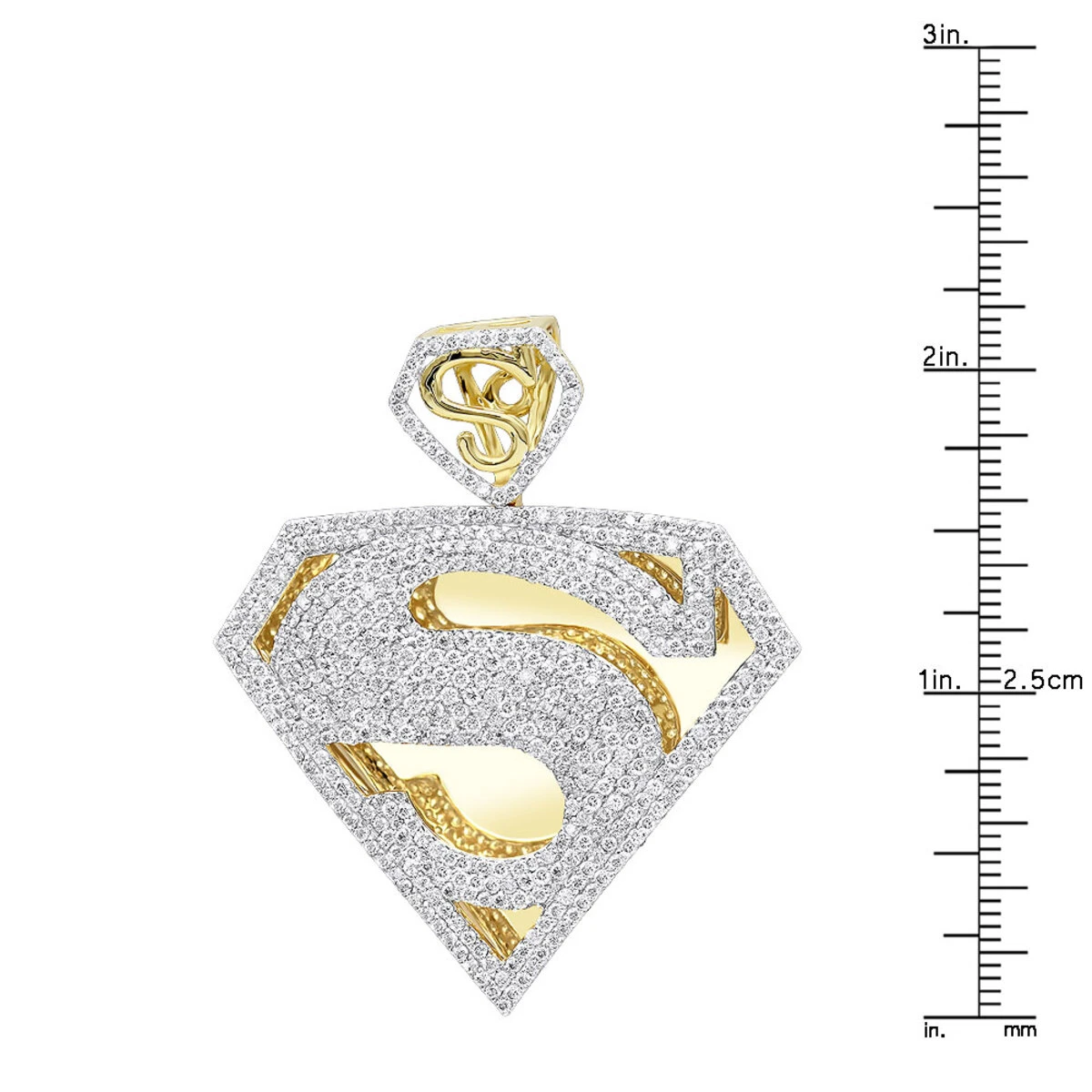 14K Yellow Gold Diamond Superman Pendant For Men 4.5ct 7 14K Yellow Gold Diamond Superman Pendant For Men 4.5ct - Image 7
