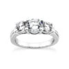 Thin 14K White Gold Diamond Three Stone Engagement Ring 0.45ct
