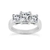14K White Gold Diamond Three Stone Engagement Ring 0.80ct 3.5mm