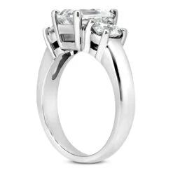 14K White Gold Diamond Three Stones Engagement Ring 0.70ct 2.5mm -Urban Jewels Shop 14k gold diamond three stones engagement ring 070ct p 24557 back white 20220426