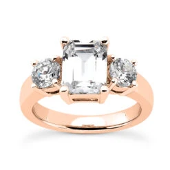 14K White Gold Diamond Three Stones Engagement Ring 0.70ct 2.5mm -Urban Jewels Shop 14k gold diamond three stones engagement ring 070ct p 24557 rose 20220426