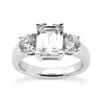 14K White Gold Diamond Three Stones Engagement Ring 0.70ct 2.5mm