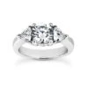 14K White Gold Diamond Three Stones Engagement Ring 0.80ct 1.6mm