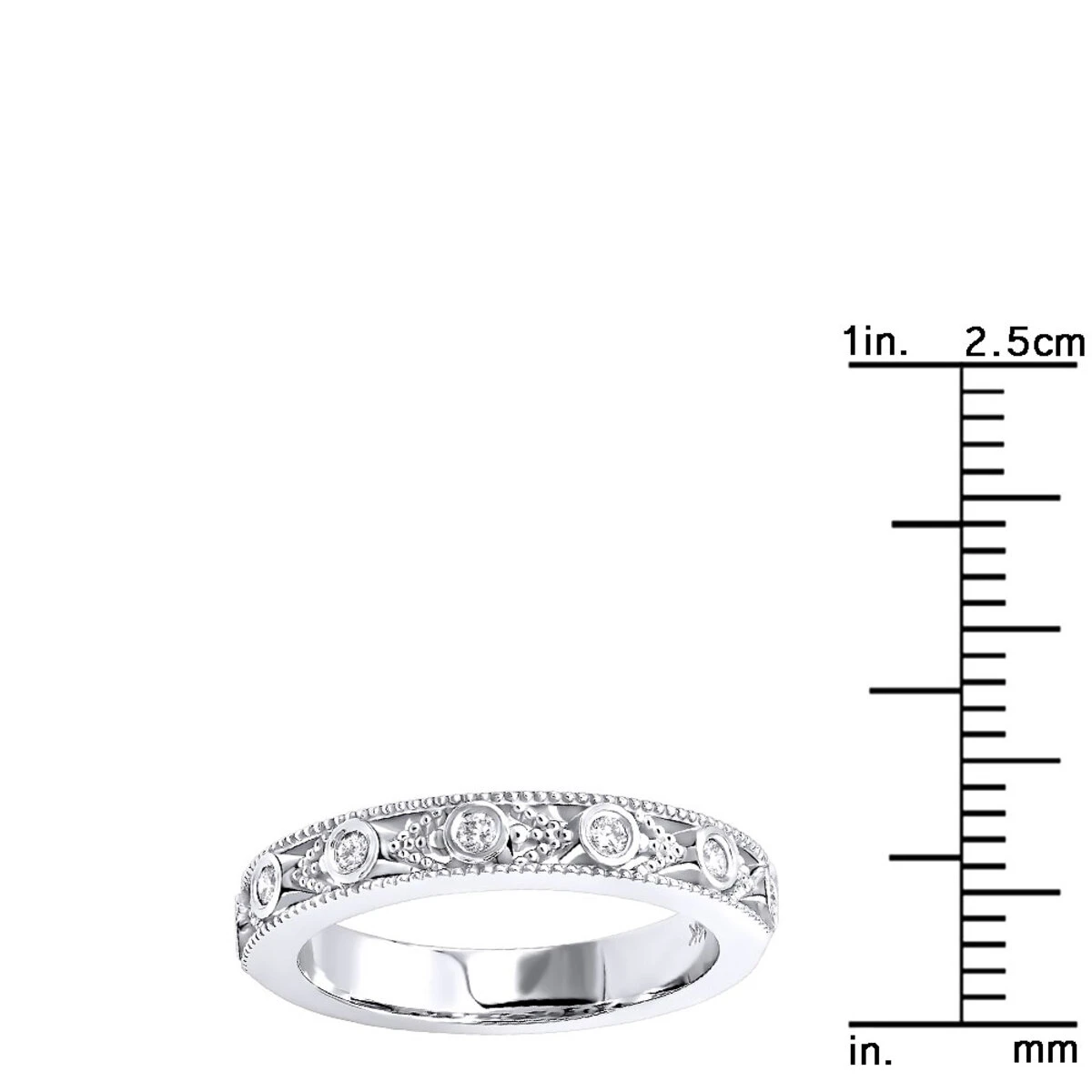 Thin 14K White Gold Diamond Unique Engagement Band 0.14ct 1/8in (3mm) 8 Thin 14K White Gold Diamond Unique Engagement Band 0.14ct 1/8in (3mm) - Image 8