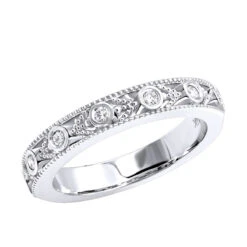 Thin 14K White Gold Diamond Unique Engagement Band 0.14ct 1/8in (3mm)
