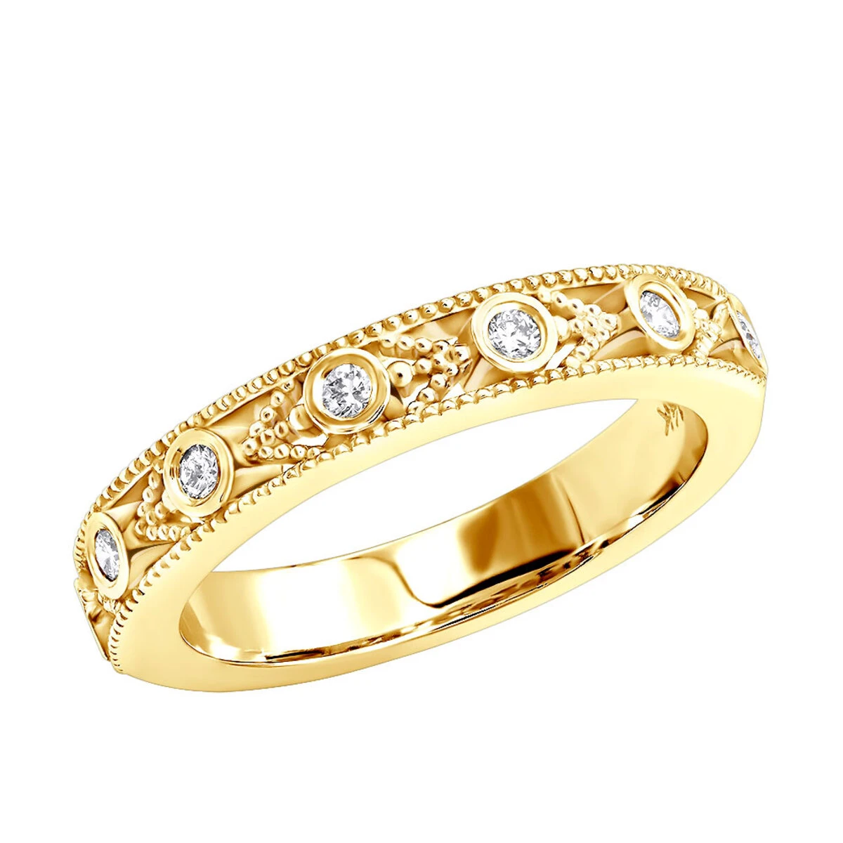 Thin 14K White Gold Diamond Unique Engagement Band 0.14ct 1/8in (3mm) 2 Thin 14K White Gold Diamond Unique Engagement Band 0.14ct 1/8in (3mm) - Image 2