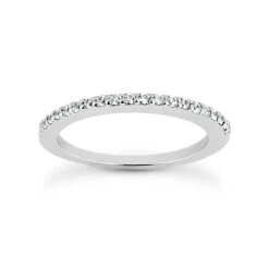 Ultra Thin 14K White Gold Diamond Unique Engagement Band 0.17ct