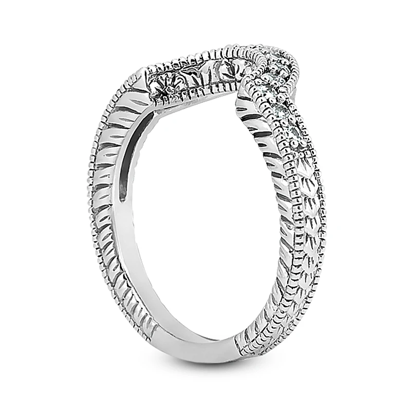 Thin 14K White Gold Diamond Unique Engagement Band 0.24ct 4 Thin 14K White Gold Diamond Unique Engagement Band 0.24ct - Image 4