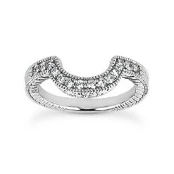 Thin 14K White Gold Diamond Unique Engagement Band 0.24ct