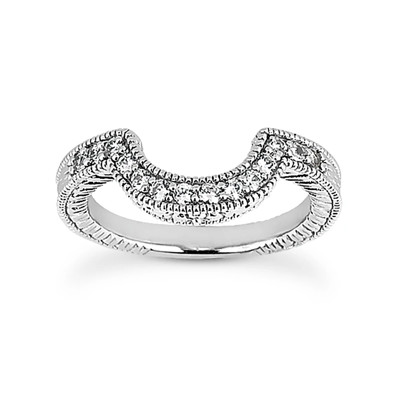 Thin 14K White Gold Diamond Unique Engagement Band 0.24ct 1 Thin 14K White Gold Diamond Unique Engagement Band 0.24ct