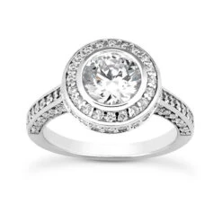 14K White Gold Diamond Unique Engagement Ring 1.44ct 2.2mm