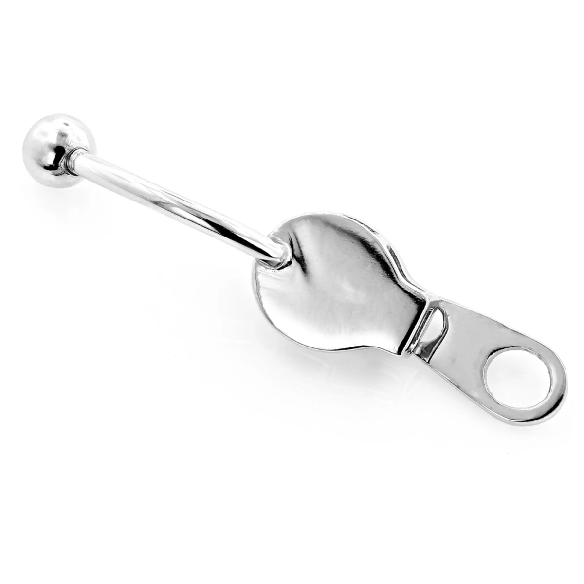 14K White Gold Diamond Zipper Belly Ring 0.13ct 4 14K White Gold Diamond Zipper Belly Ring 0.13ct - Image 4