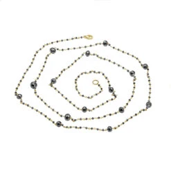 14K White Gold Faceted Black Diamond Bead Necklace Chain 25.25ct -Urban Jewels Shop 14k gold faceted black diamond bead necklace chain 2525ct backye