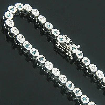 14K White Gold Fancy Color Blue Diamond Necklace Chain 8.82ct 1 14K White Gold Fancy Color Blue Diamond Necklace Chain 8.82ct