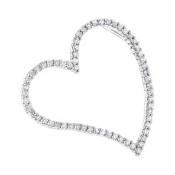 14K White Gold Floating Diamond Heart Pendant 1.25ct