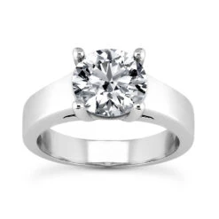 14K White Gold Four-Prong Solitaire Engagement Ring 0.50ct 3.55mm