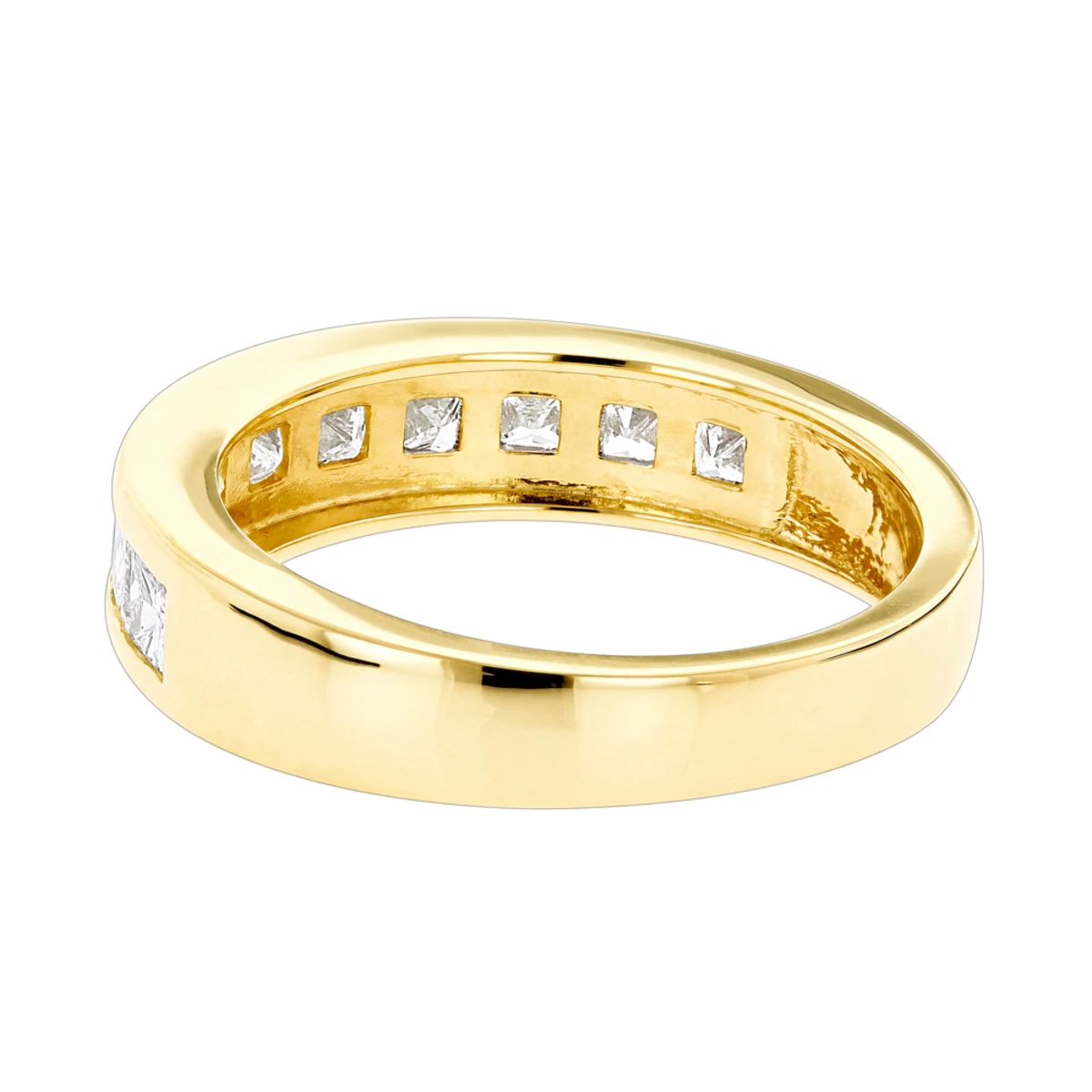 14K Yellow Gold G/VS Princess Cut Diamond Wedding Band 1.75ct 4 14K Yellow Gold G/VS Princess Cut Diamond Wedding Band 1.75ct - Image 4