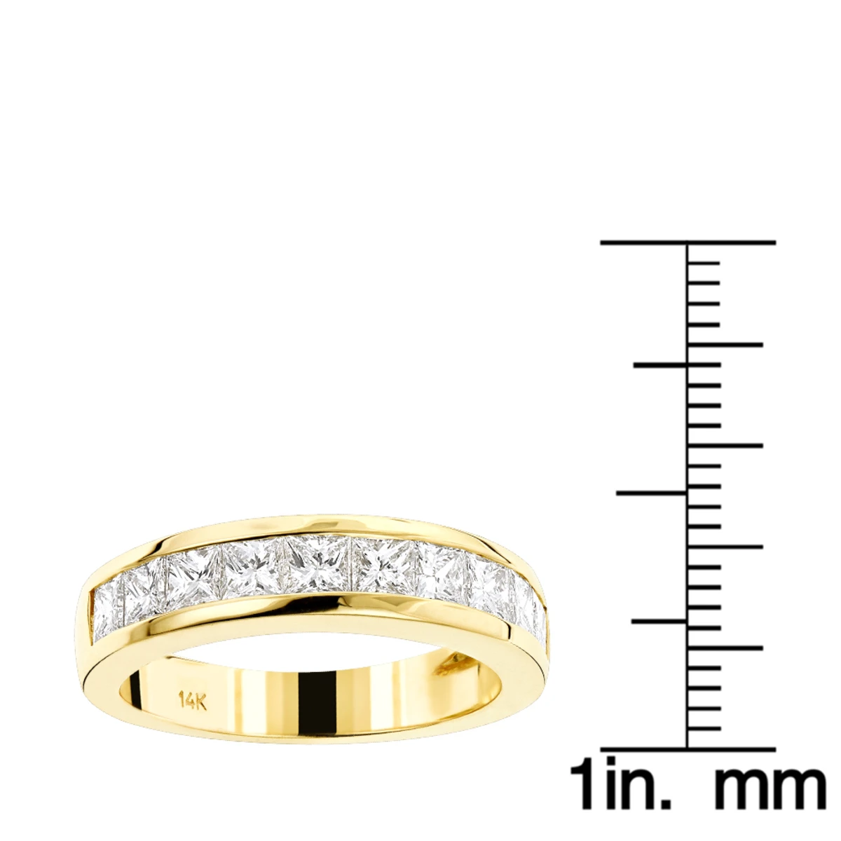 14K Yellow Gold G/VS Princess Cut Diamond Wedding Band 1.75ct 6 14K Yellow Gold G/VS Princess Cut Diamond Wedding Band 1.75ct - Image 6