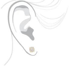 14K Yellow Gold Halo Round Stud Diamond Earrings 0.6ct Clusters -Urban Jewels Shop 14k gold halo round stud diamond earrings 065ct bodye