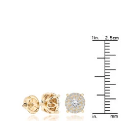 14K Yellow Gold Halo Round Stud Diamond Earrings 0.6ct Clusters -Urban Jewels Shop 14k gold halo round stud diamond earrings 065ct rulerye
