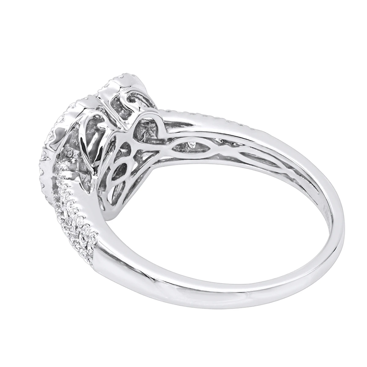 14K White Gold Heart Diamond Ring For Women Cluster Setting 0.8ct By Luxurman 4 14K White Gold Heart Diamond Ring For Women Cluster Setting 0.8ct By Luxurman - Image 4