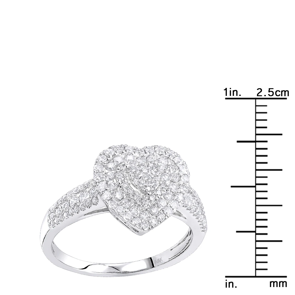14K White Gold Heart Diamond Ring For Women Cluster Setting 0.8ct By Luxurman 6 14K White Gold Heart Diamond Ring For Women Cluster Setting 0.8ct By Luxurman - Image 6