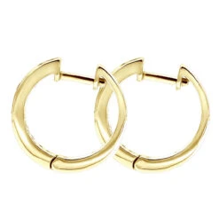 14K White Gold Hoop Huggie Black 0.6 Carat Diamond Earrings For Women -Urban Jewels Shop 14k gold hoop huggie black diamond earrings for women 06ct 000886 back yellow