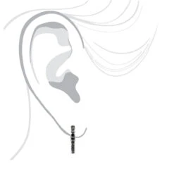 14K White Gold Hoop Huggie Black 0.6 Carat Diamond Earrings For Women -Urban Jewels Shop 14k gold hoop huggie black diamond earrings for women 06ct 000886 body white