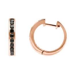 14K White Gold Hoop Huggie Black 0.6 Carat Diamond Earrings For Women -Urban Jewels Shop 14k gold hoop huggie black diamond earrings for women 06ct 000886 rose