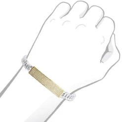 14K Yellow Gold ID Plate Miami Cuban Link Chain Men's Diamond Bracelet 2 Carat -Urban Jewels Shop 14k gold id plate miami cuban link chain mens diamond bracelet 2 carat 000761 bodye