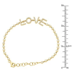 14K Yellow Gold Inline Diamond Tennis Bracelet For Women With LOVE Round Diamonds 0.8ct -Urban Jewels Shop 14k gold inline diamond tennis bracelet for women with love round diamonds 08ct 803220 rulerye