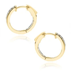 14K Yellow Gold Inside Out Channel Set Diamond Hoop Earrings 1.45ct -Urban Jewels Shop 14k gold inside out channel set diamond hoop earrings 145ct backye