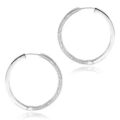 14K White Gold Inside Out Diamond Hoop Earrings For Women 1 Carat By Luxurman -Urban Jewels Shop 14k gold inside out diamond hoop earrings for women 1 carat by luxurman backwh