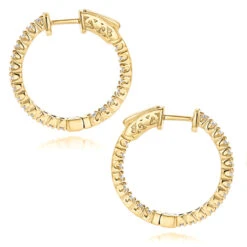 14K Yellow Gold Inside Out Diamond Hoop Earrings For Women 1.3ct 3/4in By Luxurman -Urban Jewels Shop 14k gold inside out diamond hoop earrings for women 13ct 34in by luxurman backye