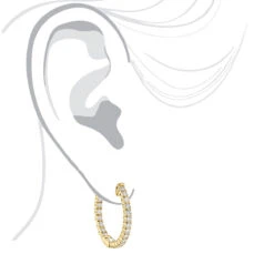 14K Yellow Gold Inside Out Diamond Hoop Earrings For Women 1.3ct 3/4in By Luxurman -Urban Jewels Shop 14k gold inside out diamond hoop earrings for women 13ct 34in by luxurman bodye