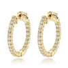 14K Yellow Gold Inside Out Diamond Hoop Earrings For Women 1.3ct 3/4in By Luxurman