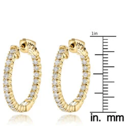14K Yellow Gold Inside Out Diamond Hoop Earrings For Women 1.3ct 3/4in By Luxurman -Urban Jewels Shop 14k gold inside out diamond hoop earrings for women 13ct 34in by luxurman rulerye