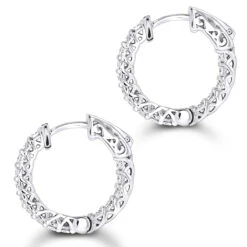 14K White Gold Inside Out Diamond Hoop Earrings For Women 1.5ct -Urban Jewels Shop 14k gold inside out diamond hoop earrings for women 15ct backwh